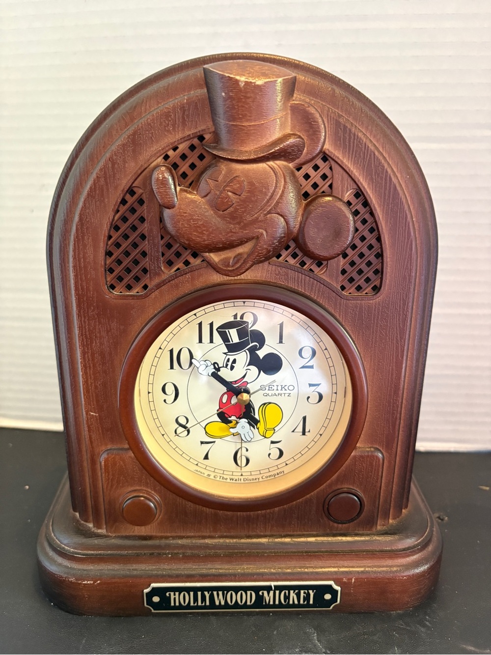 Seiko Brown Mickey Mouse Mantel Alarm talking Clock